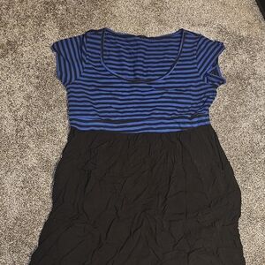 Blue and Black Striped Dress